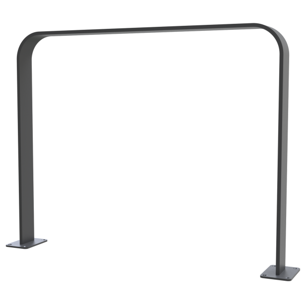 Lean-on hoop made of flat bar steel | bent, 80 x 12 mm | in curved design | without cross bar | total width: 1000 mm | hot-dip galvanized and coated DB 703